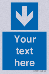 Custom Mandatory directional sign, blue arrow down